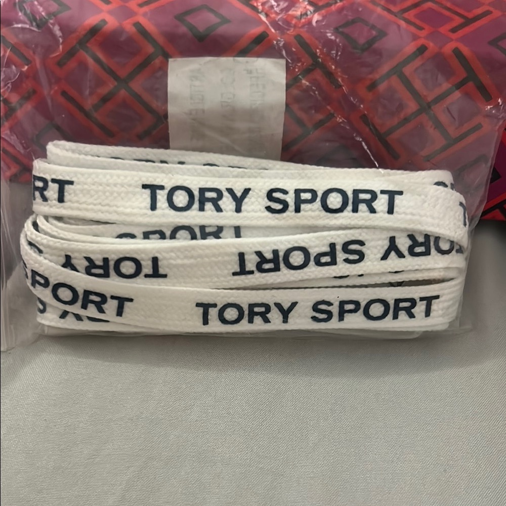 Tory Sport White and Blue Laces